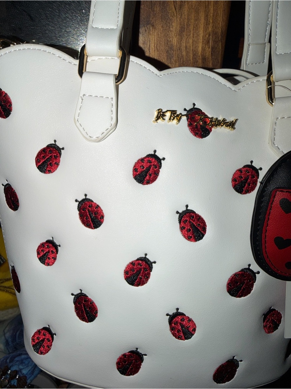 Betsey Johnson XoBLOOM Ladybug Tote Satchel Crossbody Bag Charm - Picture 4 of 6